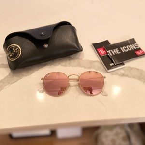 Ray-Ban Round Flash Rose Gold Lens